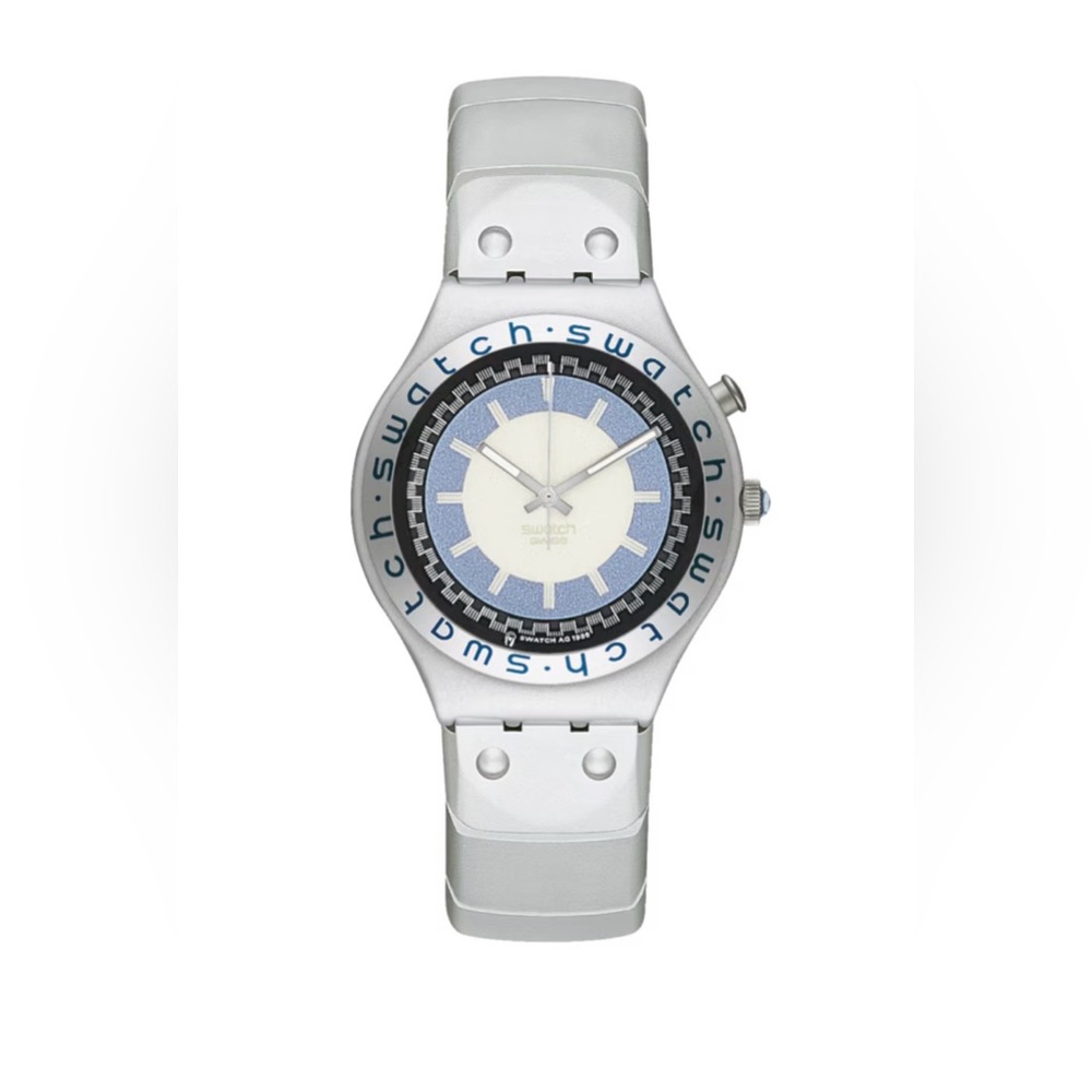 Swatch Silver and Blue Smartwatch